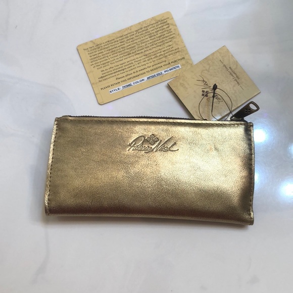 Patricia Nash Nazari Distressed Metallic Bifold Leather Wallet Antique Gold NWT - Picture 7 of 16